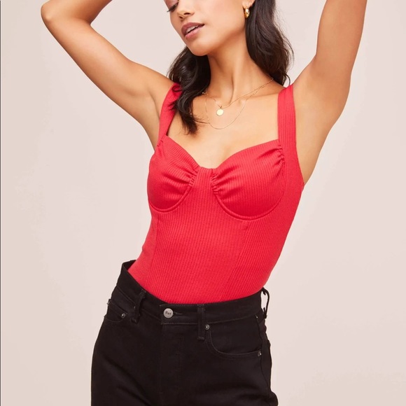 ASTR The Label Red Thong Bodysuit